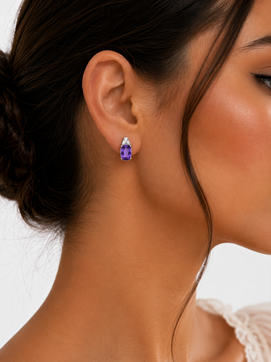 Amélie Violet Gemstone Stud Earrings
