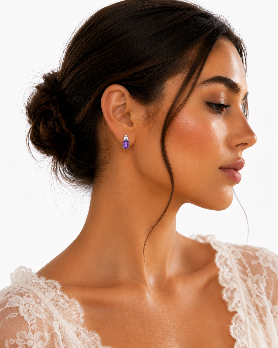 Amélie Violet Gemstone Stud Earrings