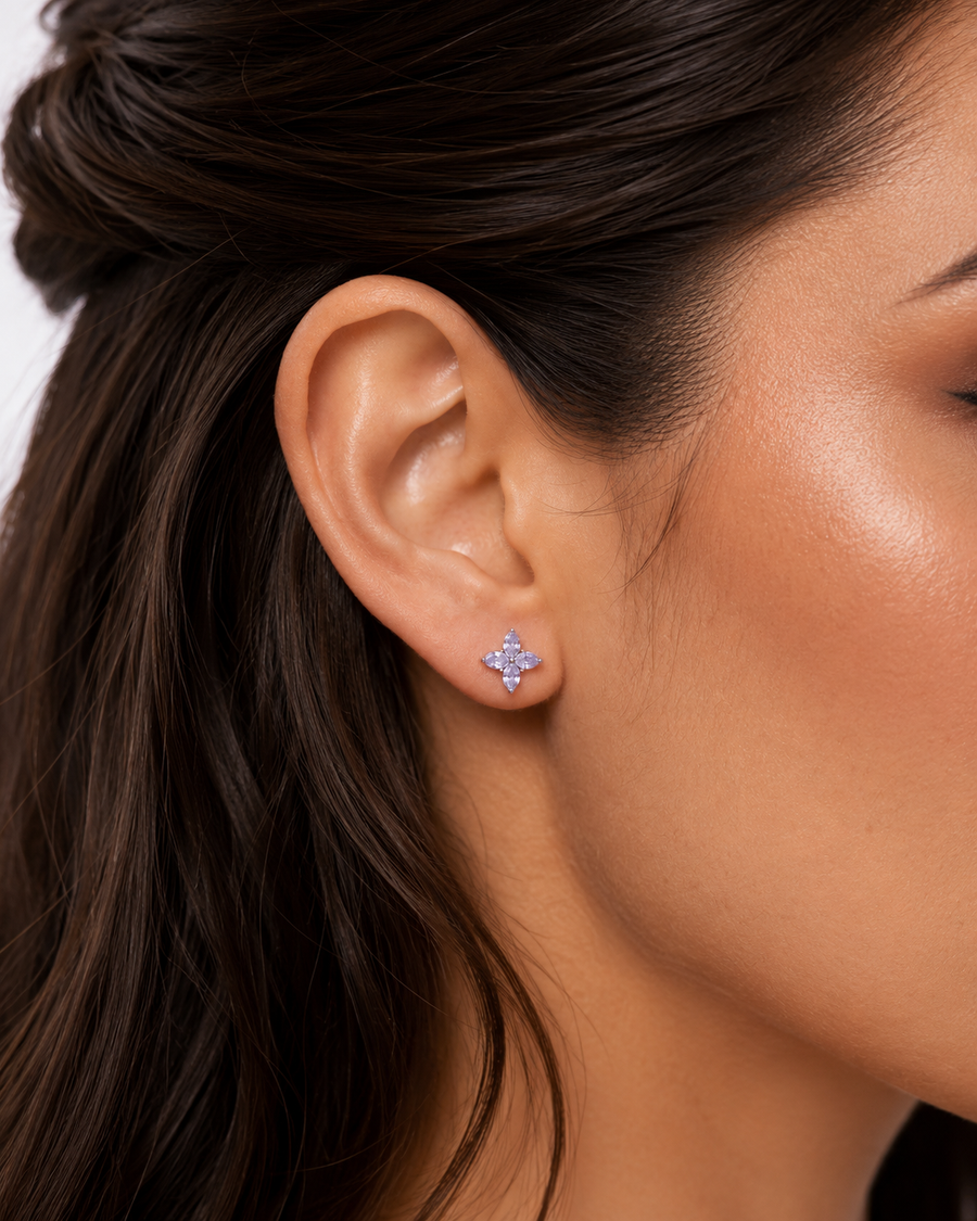 Bleu Céleste Floral Stud Earrings