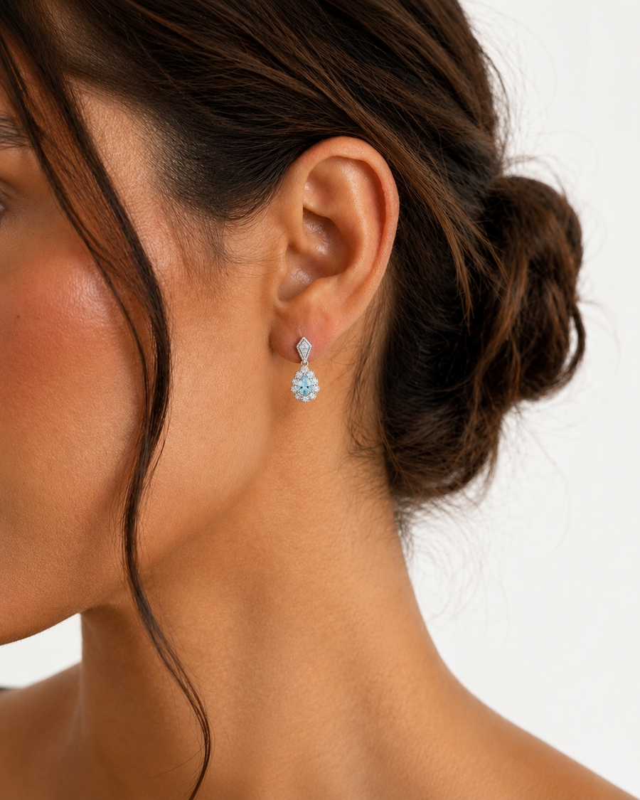 Bleu Impérial Halo Drop Earrings