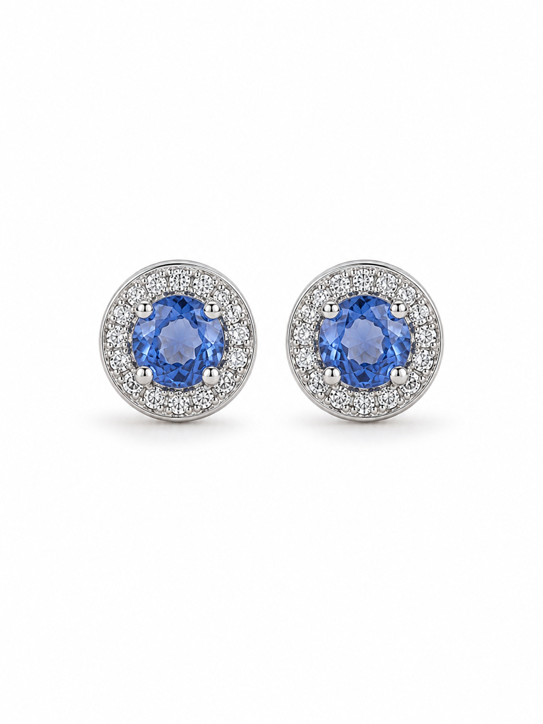Bleu Royale Halo Stud Earrings