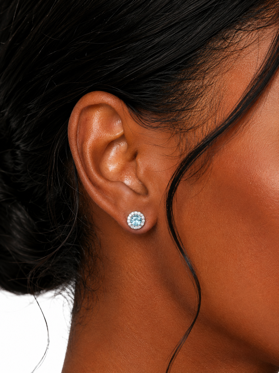 Clair de Mer Halo Stud Earrings