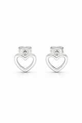 Coeur Élégant Open Heart Stud Earrings