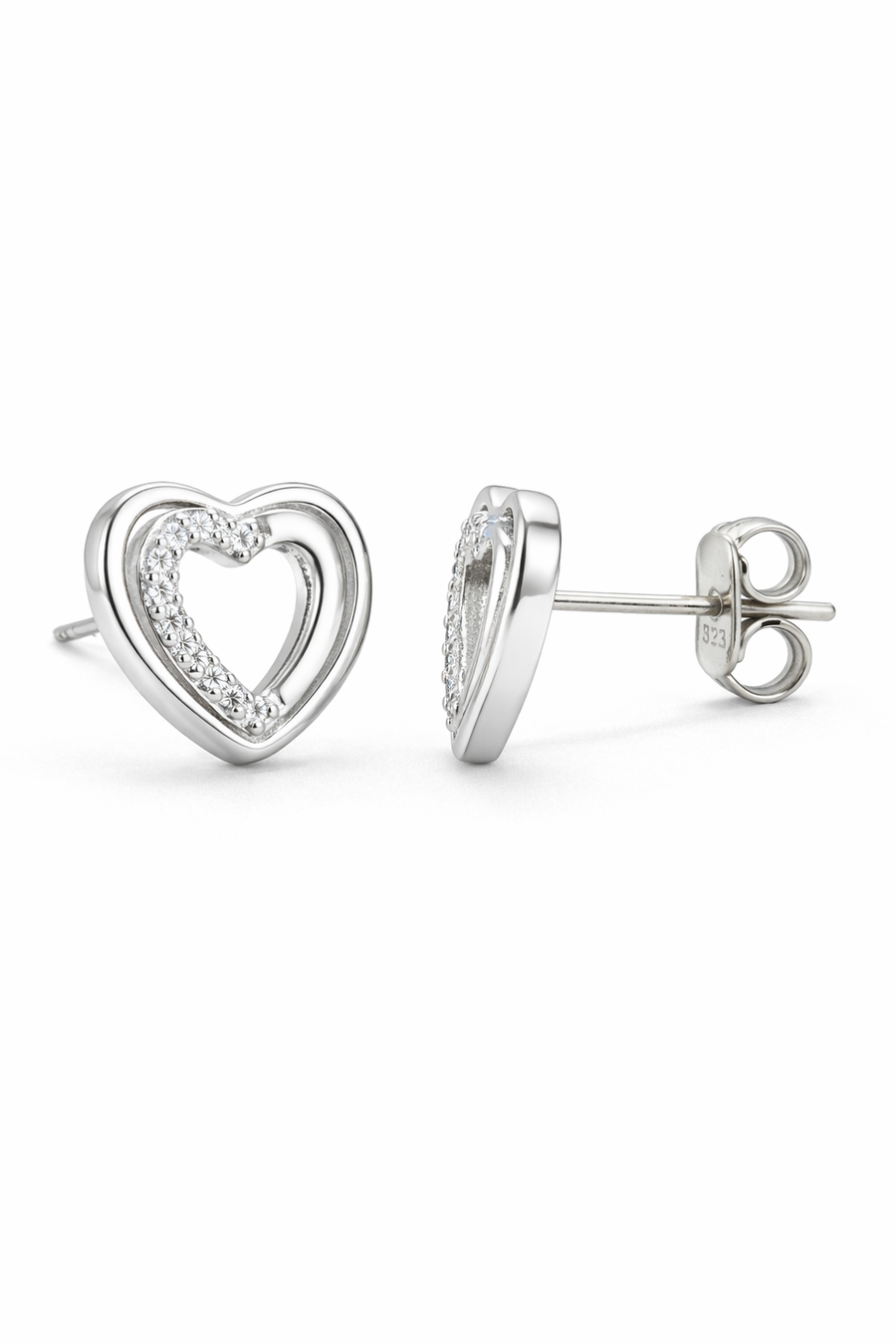 Cœur Lumière Crystal Heart Stud Earrings