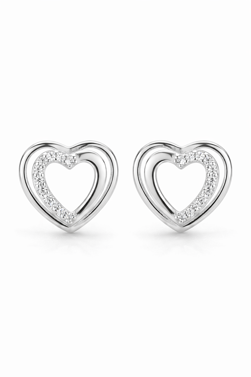 Cœur Lumière Crystal Heart Stud Earrings