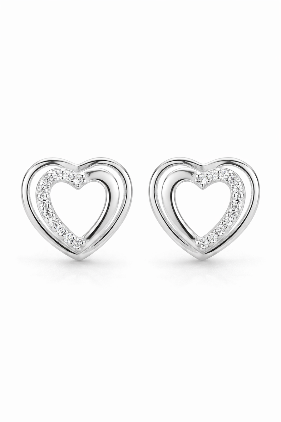 Cœur Lumière Crystal Heart Stud Earrings