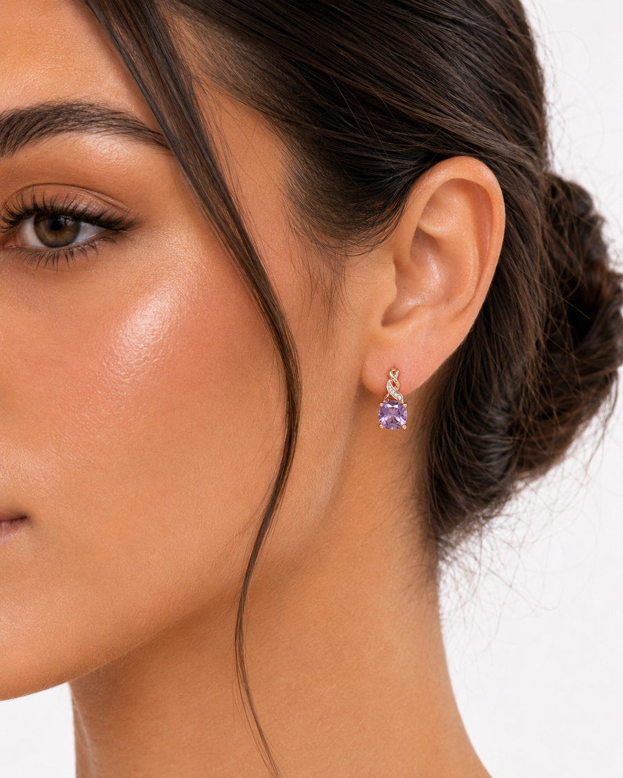 Lien d’Amour Améthyste Stud Earrings