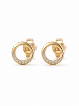 Lune Dorée Circle Stud Earrings