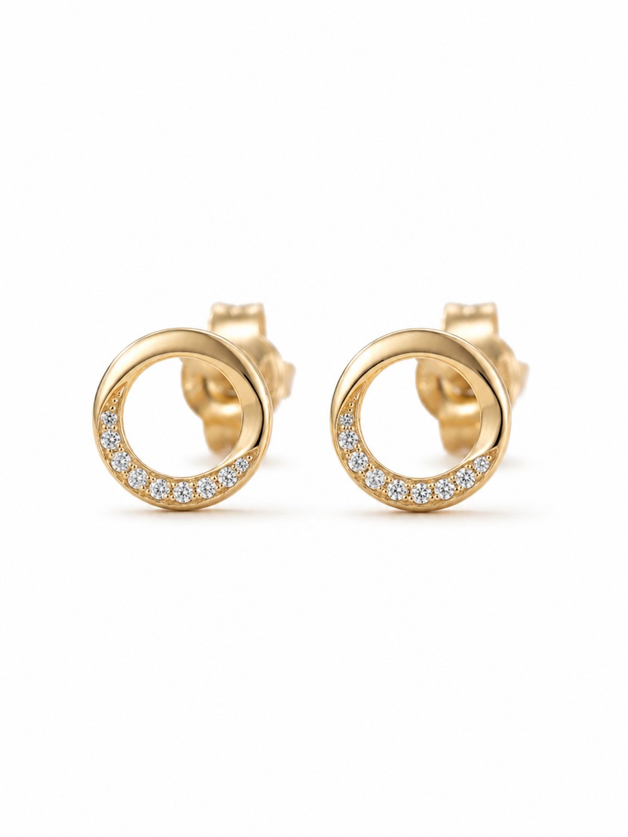 Lune Dorée Circle Stud Earrings