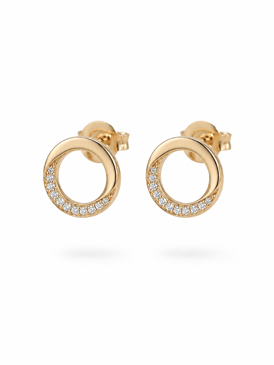 Lune Dorée Circle Stud Earrings