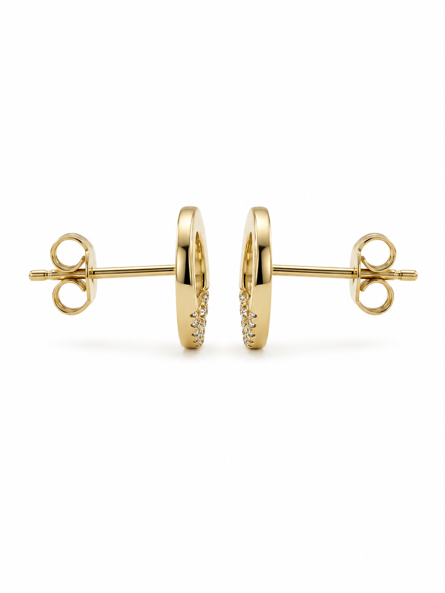 Lune Dorée Circle Stud Earrings