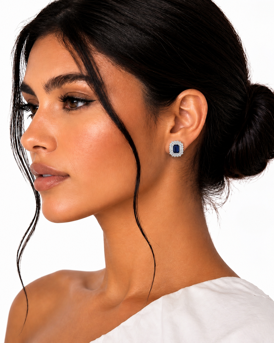Nuit Royale Halo Stud Earrings