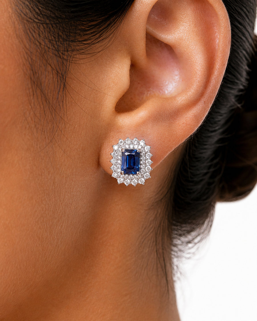 Nuit Royale Halo Stud Earrings