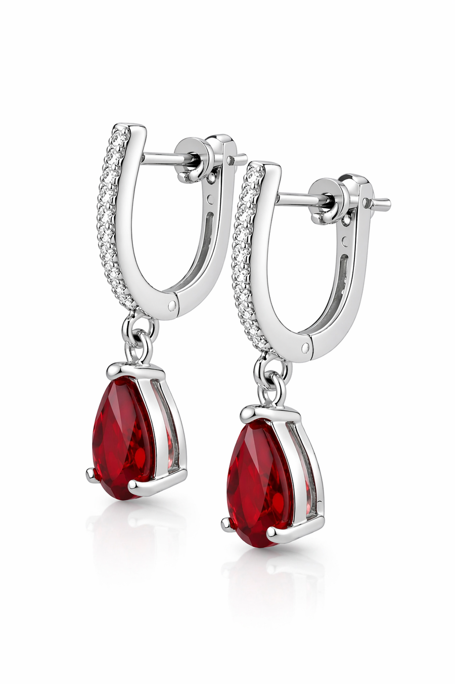 Rosabelle Ruby Drop Huggie Earrings