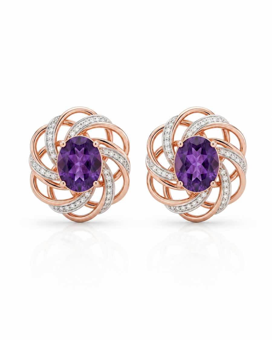 Rosalie Améthyste Bloom Stud Earrings