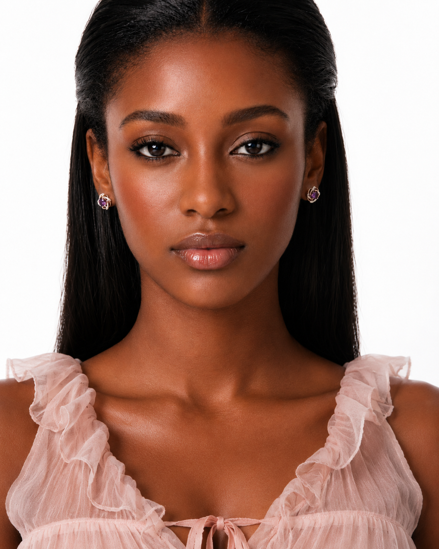 Rosalie Améthyste Bloom Stud Earrings