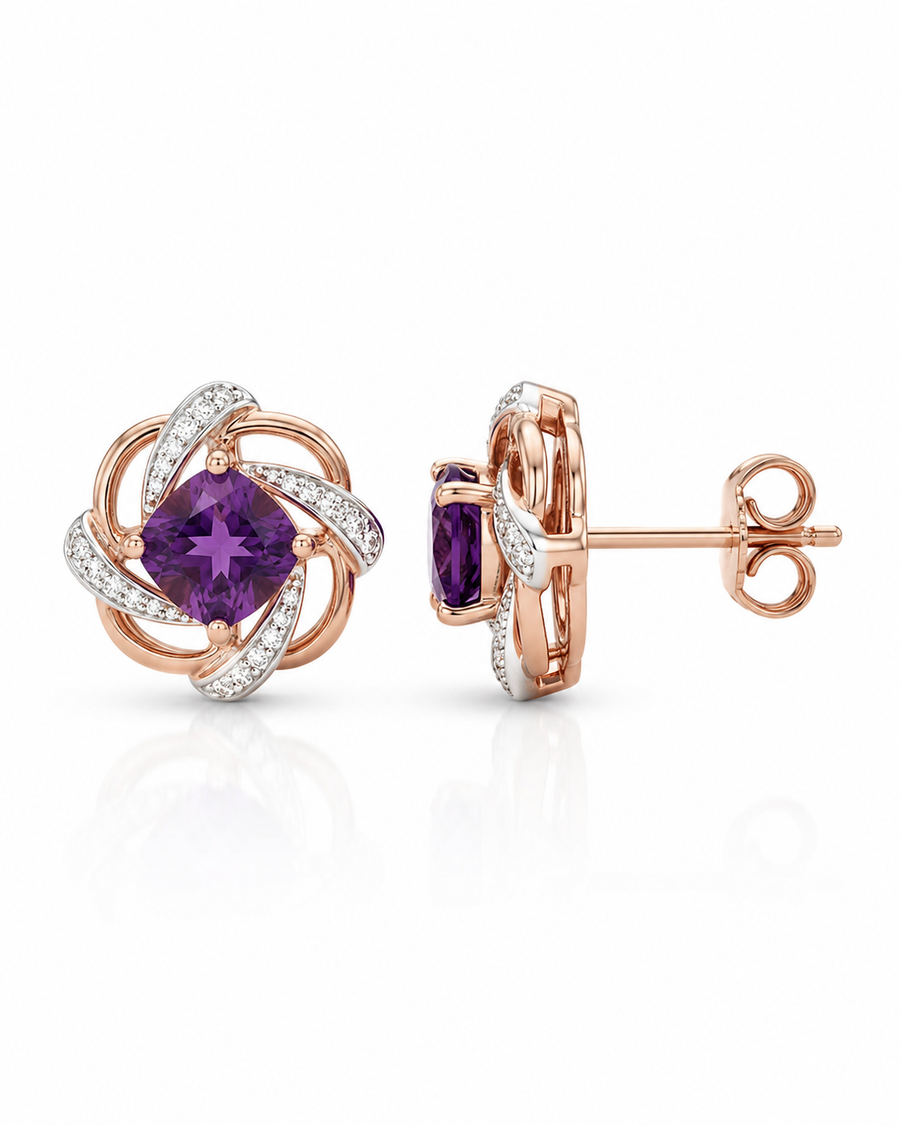 Rosalie Améthyste Bloom Stud Earrings
