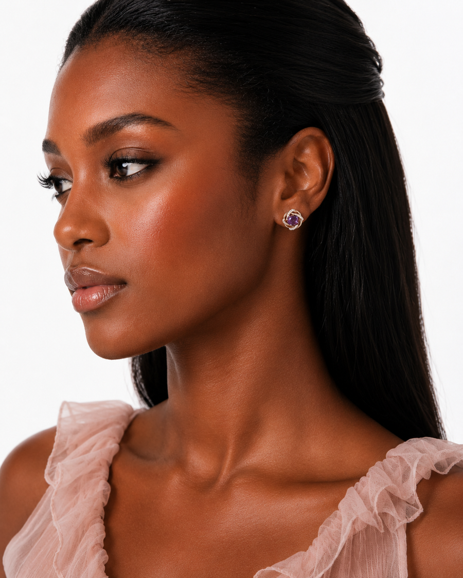 Rosalie Améthyste Bloom Stud Earrings