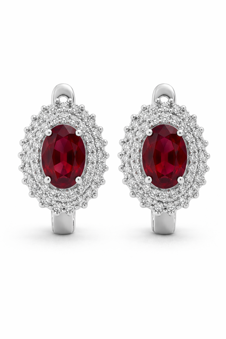 Rosalie Ruby Halo Huggie Earrings
