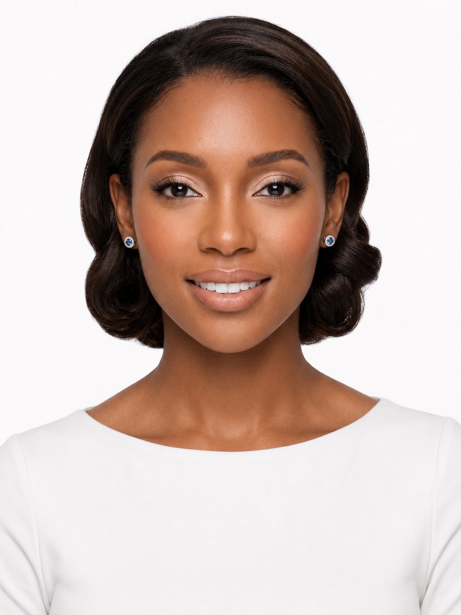 Bleu Royale Halo Stud Earrings
